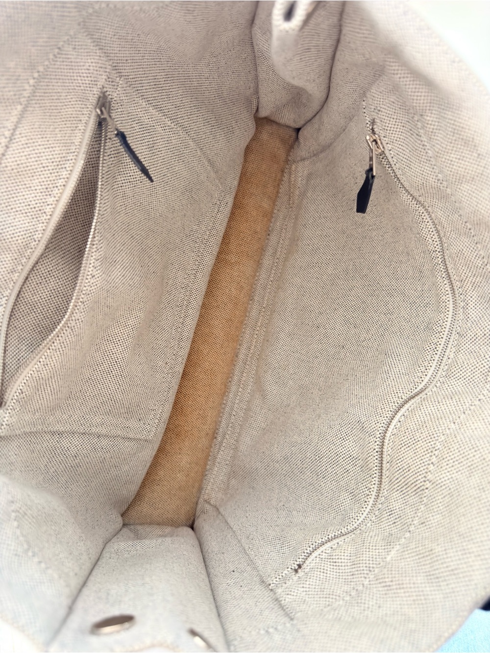 Hermes Canvas Tote with Black Leather Trim - Picture 7 of 7